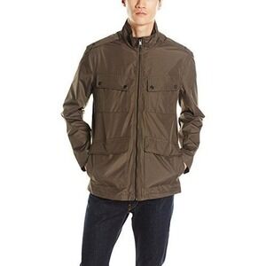 Marc New York Mens Brown Utility Jacket Full Zip Four‎ Pocket Lightweight Coat L
